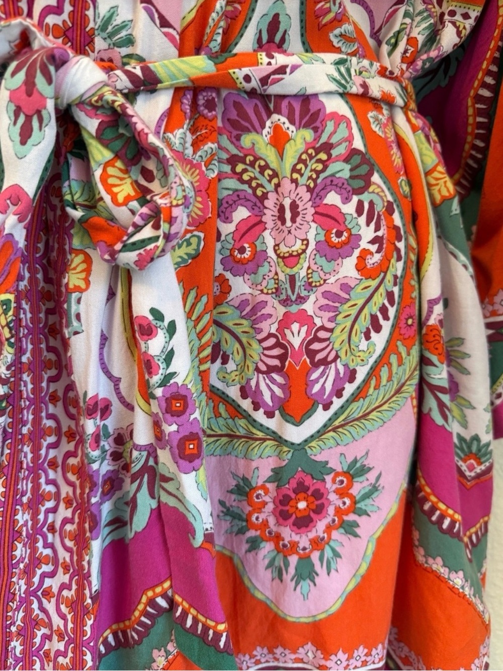 Rachel Zoe Boho Luxe Floral Belted Kimono Robe | L-XL |  Reversible Resortwear - Picture 11 of 12